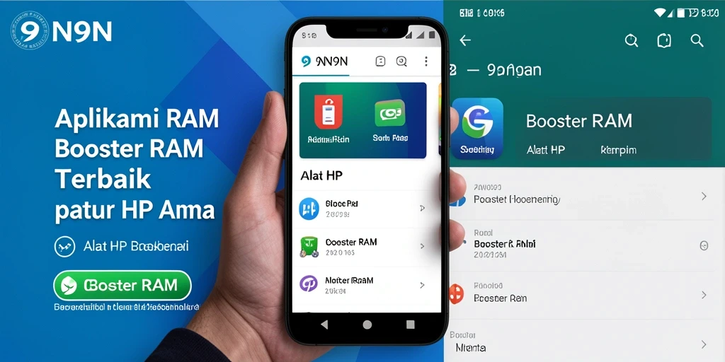 Antarmuka aplikasi 9N9N dengan fungsi Booster RAM yang mudah digunakan.