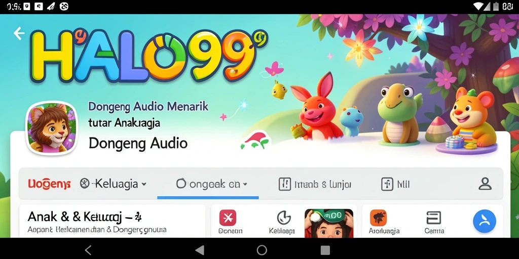 Tampilan aplikasi HALO99 yang sederhana dan ramah anak.