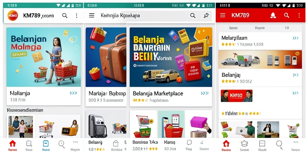 Tampilan antarmuka aplikasi Marketplace KM789 yang sederhana dan efektif.