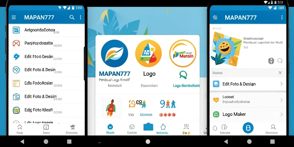 Antarmuka intuitif dan variasi elemen desain logo yang menarik.