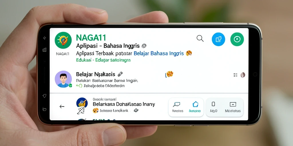 Antarmuka NAGA11 yang ramah pengguna untuk belajar bahasa Inggris.