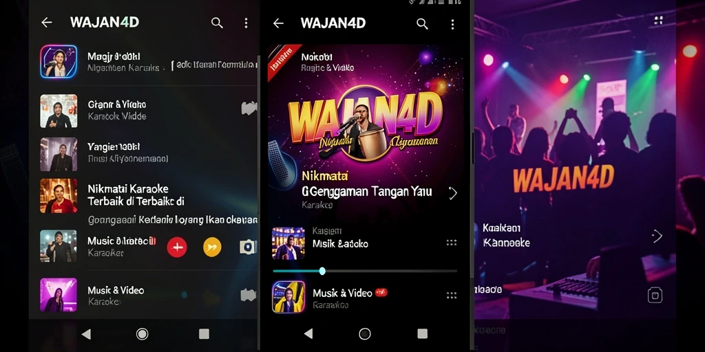 Antarmuka WAJAN4D dengan fitur karaoke yang interaktif dan menarik.