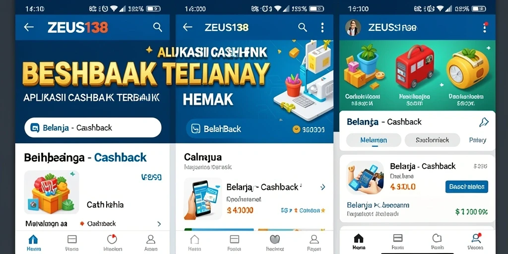 Tampilan utama aplikasi ZEUS138 dengan berbagai penawaran cashback menarik.